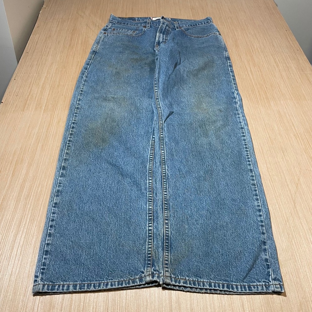 Levis 569 Jeans Mens 32x32 Loose Straight Leg Medium Wash Distressed Denim